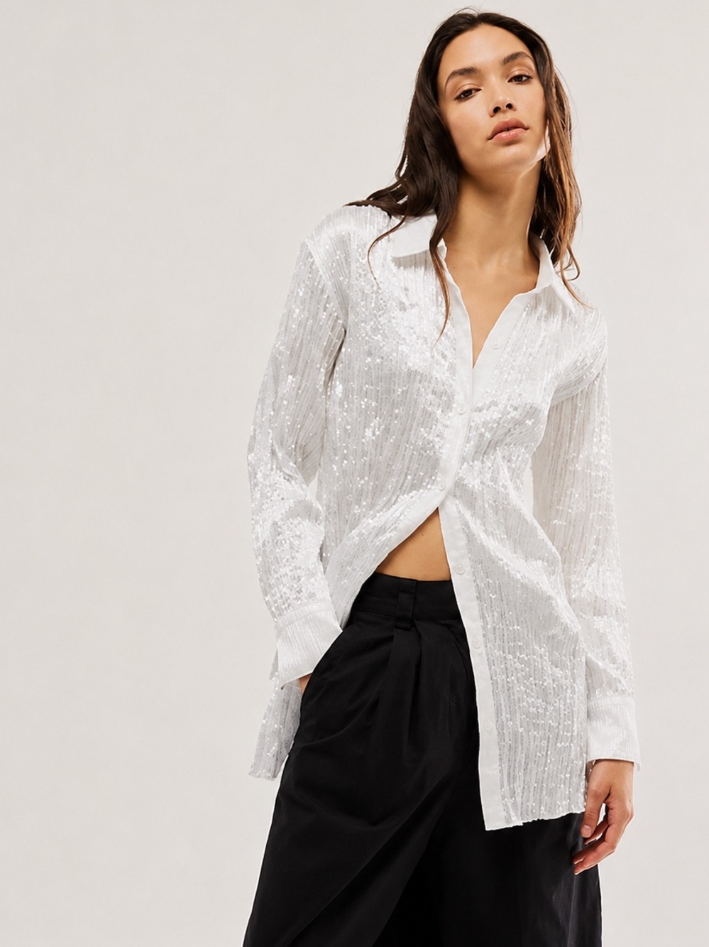 NWT Free People Pleated Textured Lydia High Low Top Size S Optic White